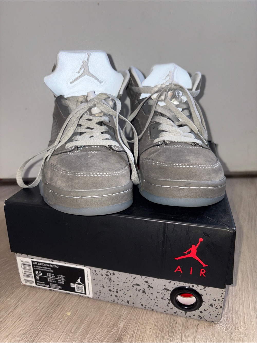 Air Jordan 4 Retro Kids Gray/Taupe High Top Sneakers
